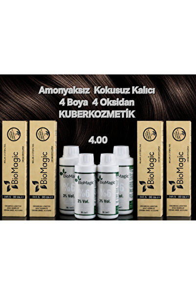 BIOMAGIC 4.00 Orta Kahve Organik İçerikli Amonyaksız Kalıc Kokusuz ı Saç 4Boy...