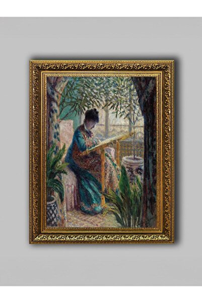 WoodyArts Madame Monet, care face broderii - Ramă aurie antică