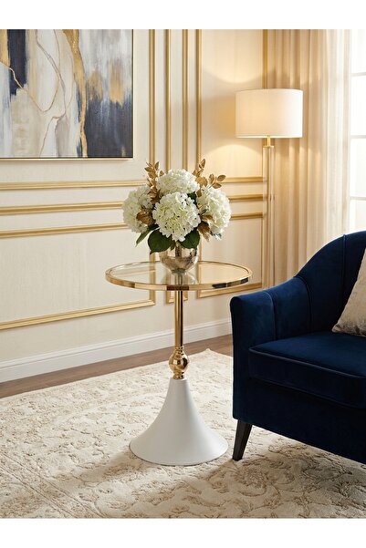 The Living Modern Side Table |   White and Gold Service Table |   Luxury Glas...