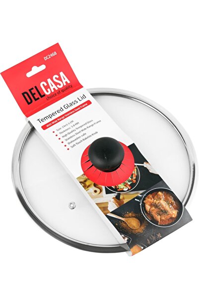 DELCASA DC2468 Tempered Glass Lid with Bakelite Knob, 24 cm Diameter