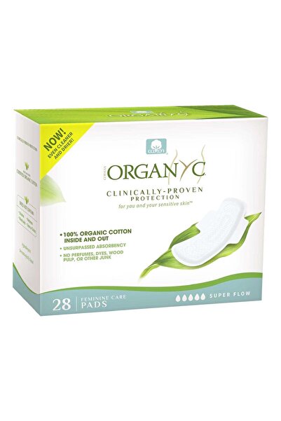 Organyc Absorbante intime Superflow din bumbac organic 28 bucăți, (4 pachete ...