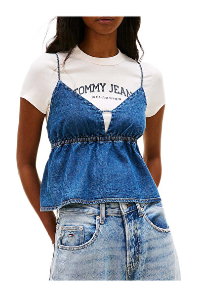 Tommy Hilfiger Γυναικείο Τοπ Μπλε Tommy Jeans DW0DW22215-1A5