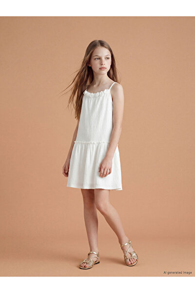 LC Waikiki Esvab • Modern & Distinctive Rope Strap Dress with Rose Detail for...