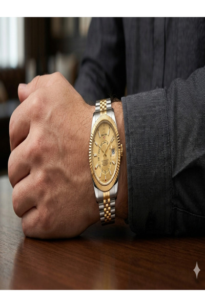 More Black Time Jubilee Cord Band Gold Classic Men's Wrist Watch