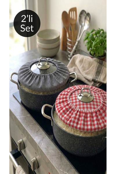 MiniStand Practical Kitchen Set of 2 Pilaf Cooking Covers Black and White Gin...