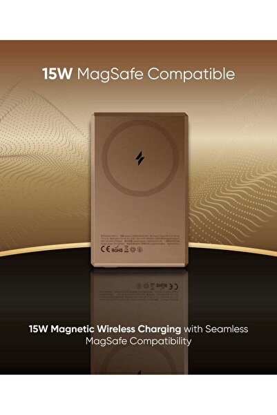 MYX PRO MagX Magnetic MagSafe Power Bank 5000mAh | 15W Fast Wireless Charging | Snap-On iPhone Fit | Ultra Slim | Digital Display | Gold