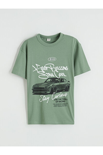 LC Waikiki Tricou de băieți cu guler rotund și imprimeu mașină