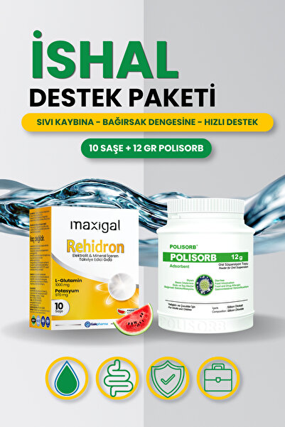 Maxigal Polisorb 12 GR ve Rehidron Elektrolit Saşe Avantajlı 2'li set