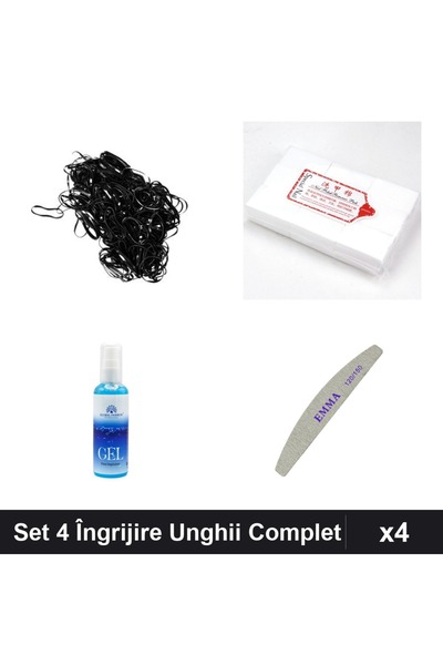 Makeup Set 4 Îngrijire Unghii - Elastice Păr, Șervețele Nail 900buc, Gel Epil...