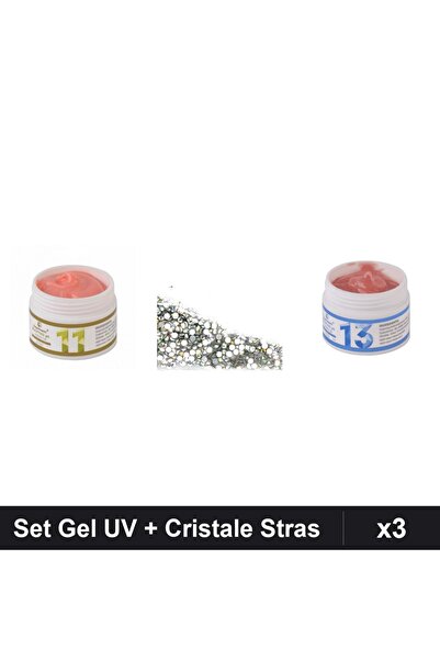 Makeup Set 3 Gel Constructie UV LED FSM 15g + Cristale Stras Swarovski Argint...