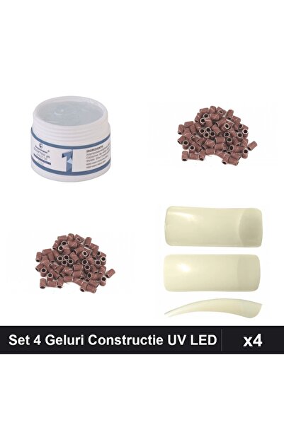 Makeup Set 4 Geluri Constructie UV LED, 15g Transparent + 40 Rezerve Smirghel...