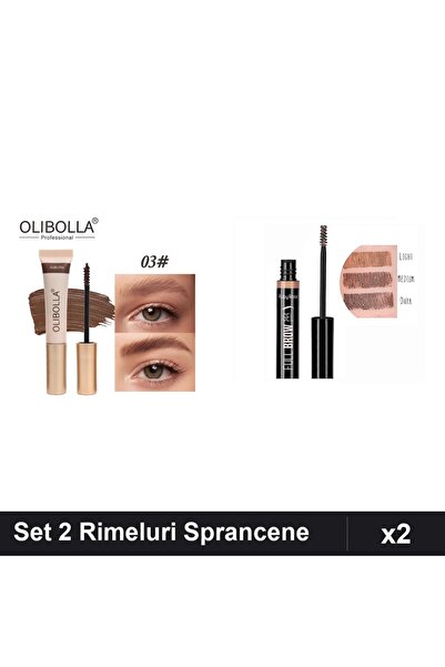 Makeup Set 2 Rimeluri Sprancene Olibolla Auburn + Eyebrow Gel Mascara Dark Ru...