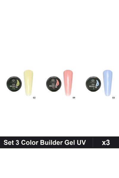Makeup Set 3 Color Builder Gel Global Fashion 15g, Nuante Banana Peach Sky, C...