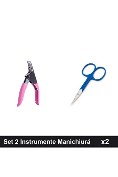 Makeup Set 2 Instrumente Manichiură Profesională, Clește Ghilotină Roz și For...