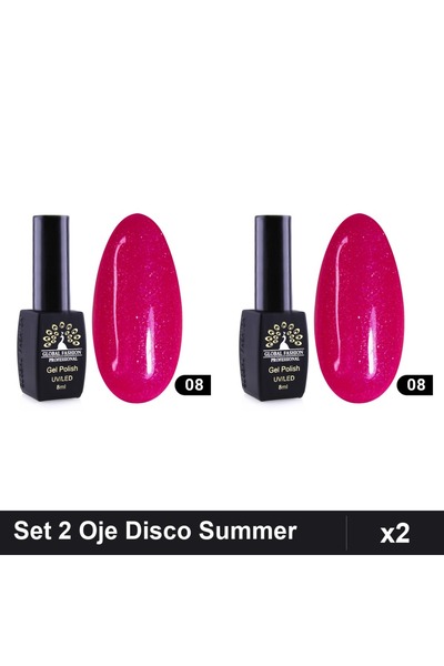 Makeup Set 2 Oje Semipermanente Disco Summer 08, 8ml, Manichiură UV LED
