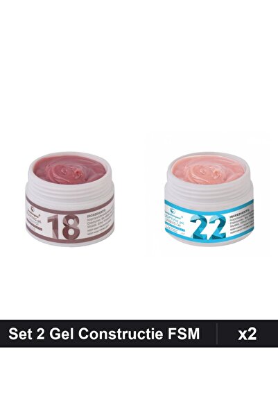 Makeup Set 2 Geluri Constructie UV LED FSM 15g, Nuante 18 și 22, Manichiură P...