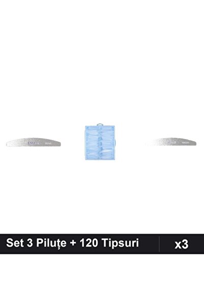Makeup Set 3 Piluțe Unghii Emma 80/80 150/240 + 120 Tipsuri Reutilizabile, Ma...