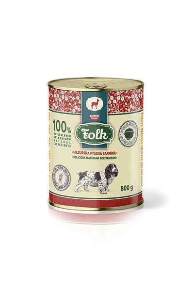 Folk Mazurska delicioasă hrană umedă pentru câini cu vânat 800g