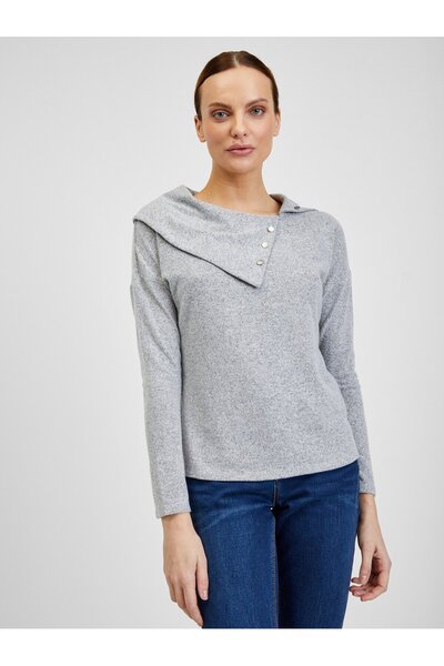 ORSAY Grey women's T-shirt with decorative details