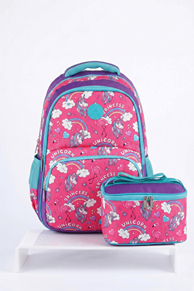 nacar çarşı Set de 2 ghiozdane pentru școala primară, cu model unicorn roz, p...
