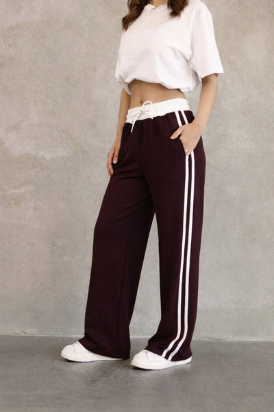 SUN STYLE Modal Soft High Waist Striped Palazzo with Pockets