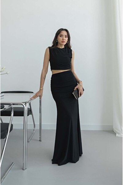 Havoş Black Sandy Blouse Skirt Set