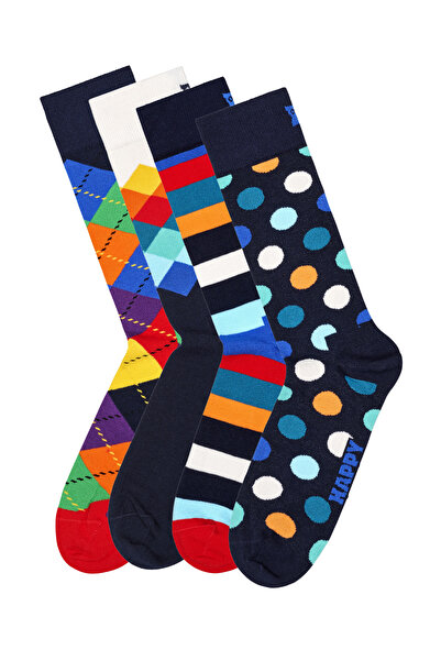 Derimod Happy Socks Γυναικείες κάλτσες με πολύχρωμα σχέδια από βαμβάκι, σετ 4...