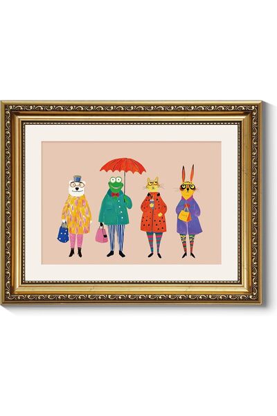 ALAYRA International Premium Fashion Animals Canvas Wall Art Gold Frame 30x40...