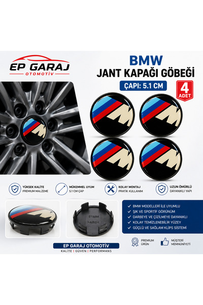 EP GARAJ OTOMOTİV BMW M Logo Jant Kapağı Göbeği 5.1 CM – 4’lü Set