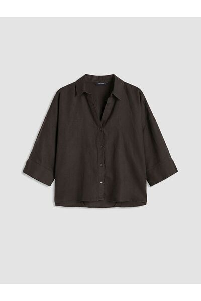 LC Waikiki LCW Vision Oversize Kadın Keten Gömlek