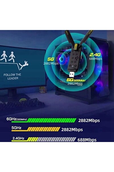 Wokai 1300 Mbps Dual Band Usb 3.0 Adaptör Kablosuz Wifi Alıcı 2.4ghz 5ghz New...