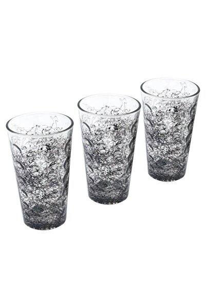 Zumzeria Set de 3 pahare cu linii negre 450ml