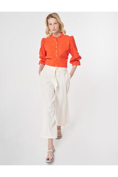 Kayra Wide Leg Lyocell Trousers Ecru