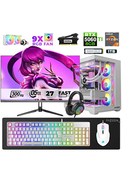 XASER Star X100 Ryzen 7 5700X 16GB Ram 1TB M.2 NVMe SSD 8GB RTX5060Ti 27" 300...