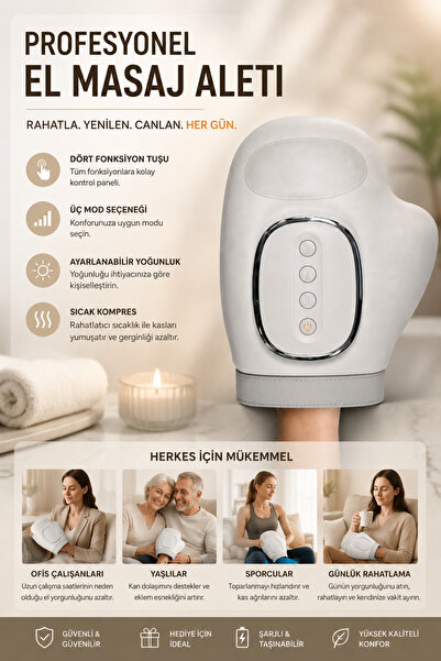 nextbuy Şarjlı El Terapi Masaj Eldiveni Sıcak Kompres Hava Sıkıştırma Titreşi...