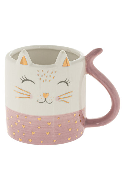 OEM Pink Ceramic Mug 3D Cat with Tail 420ml
