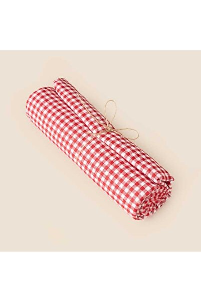 Soft Checkers Tablecloth - Red - 150x150 cm