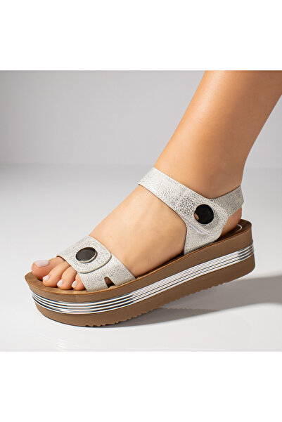 Modlet.ro Women's silver platform sandals MOD04543