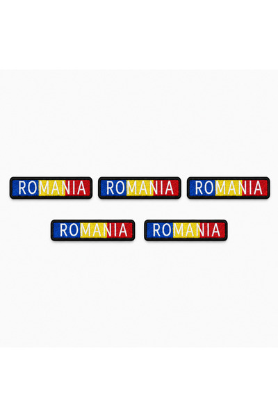 brodezcu Set 5 patch-uri brodate ROMANIA cu velcro, tricolor România, albastr...