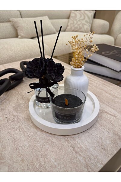 Elmessa 4lü dekoratif set-oda kokusu,kokulu mum,vazo,stant tabağı