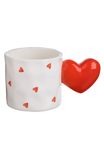 Zumzeria White Ceramic Mug with Heart Handle 350ml