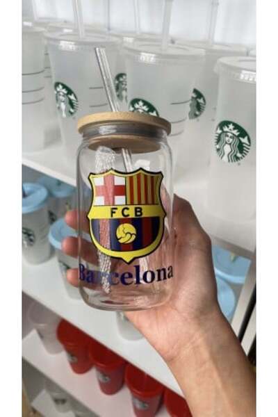 NASAQ Glass cup Barcelona logo 400ml
