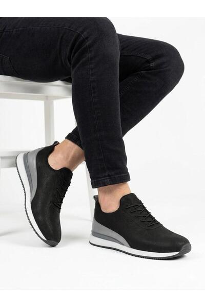 Voyager Men's black nubuck genuine leather orthopedic sole daily sneaker shoes