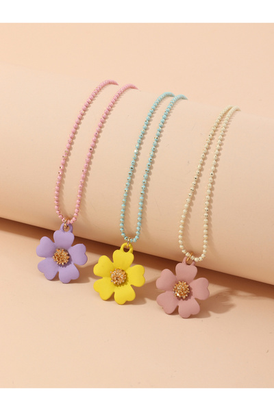 Take Two By Styli Pack of 3 - Colorful Flower Pendant Necklace