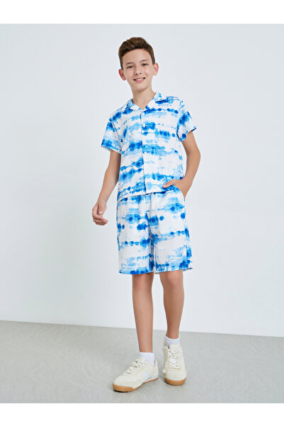 Styli Teen Boys Tie-Dye Resort Collar Shirt and Shorts Set