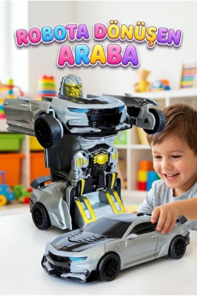 Tıfıl Toys 2'si 1 Arada Robota Dönüşen Spor Araba - Gri Yarış Arabası Otomati...