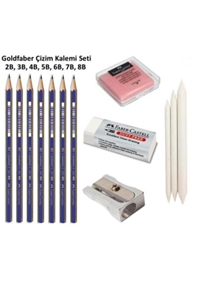 Faber Castell Goldfaber Çizim Seti 2b 3b 4b 5b 6b 7b 8b Dereceli Kalemler 3'l...