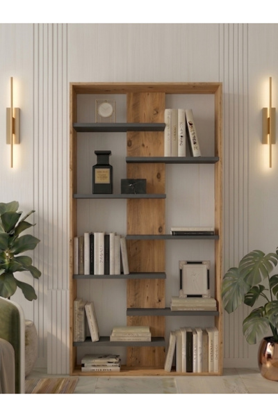 Free Home Premium MDF Ürün Nova Modern Asimetrik Kitaplık 171x85 cm