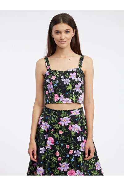 ORSAY Top floral negru de damă