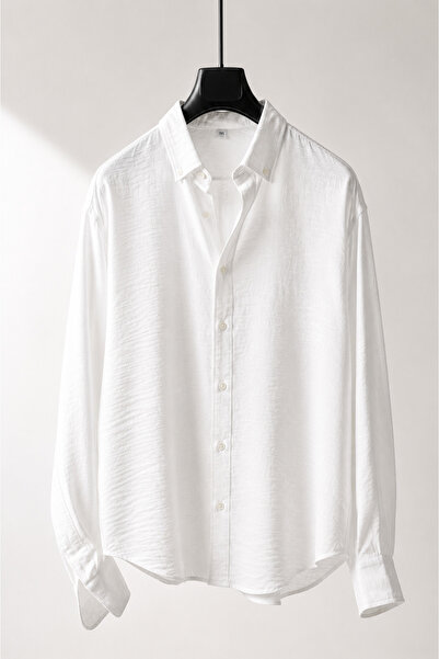 ixir Men's Button-Down Collar Linen Shirt Regular Fit Comfortable Cut Summer ...